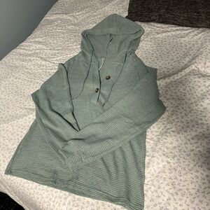 Mint Green Waffle Knit Hoodie